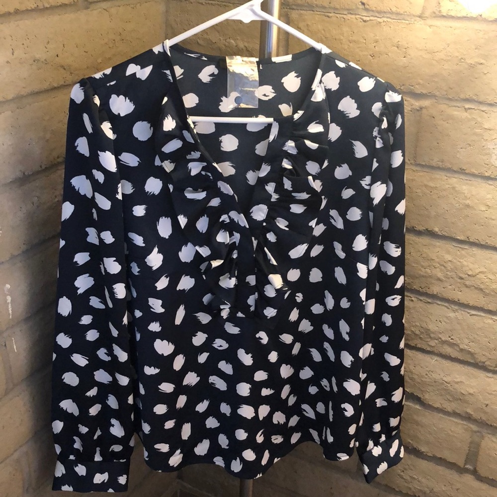 JCrew navy & white blouse. Size M